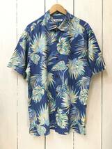 Tommy Bahama トミーバハマ 美品 シルクシャツ アロハシャツ ハワイアン メンズL青系 良品綺麗_画像1