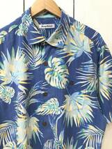 Tommy Bahama トミーバハマ 美品 シルクシャツ アロハシャツ ハワイアン メンズL青系 良品綺麗_画像2