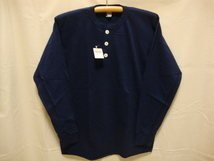 価格\4.730- ヘルスニット【Healthknit】906L ヘンリーネック Tシャツ-長袖☆color【NAVY】size【Ｌ】/ U.S.A COTTON/正規新品_画像1