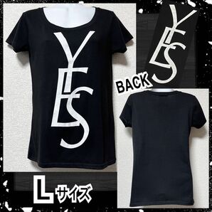 【L】『YES』プリントパロディTシャツ