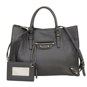 バレンシアガ BALENCIAGA ペーパーミニ 2WAYバッグ ハンドバッグ ショルダーバッグ レザー グレー 370926 中古 新入荷 OB1366