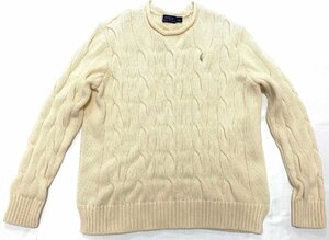 POLO RALPH LAUREN ポロ ラルフローレン トップス ニット セーター ケーブル編み 長袖 クリーム色 レディース sizeS シンプル 上質