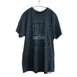 USA 古着 半袖 Tシャツ フットボール アメフト NFL シアトルシーホークス ロゴ プリント ブルーグレー 古着卸 BA0779