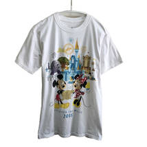 USA 古着 半袖 Tシャツ ディズニー Disney ミッキー ミニー キャラクターTシャツ ホワイト メンズM BA0812_画像1