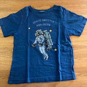 GU 半袖Tシャツ ブルー　宇宙飛行士　130