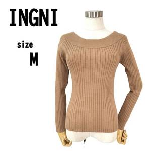 [M]INGNI крыло женский tops мягкость вязаный Brown 