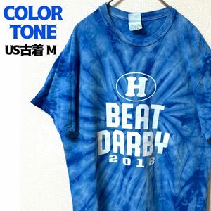 US古着 colortone 半袖tシャツ タイダイ柄 ブルー ヴィンテージ