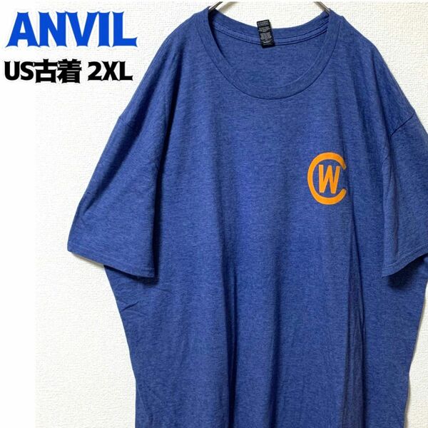 US古着 ANVIL 半袖Tシャツ カレッジ ゆるだぼ 2XL ヴィンテージ