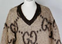 20AW GUCCI グッチ GG柄 モヘヤ ウール オーバーサイズ Vネック ニット セーター S sweater b6538_画像2