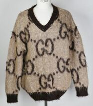 20AW GUCCI グッチ GG柄 モヘヤ ウール オーバーサイズ Vネック ニット セーター S sweater b6538_画像1