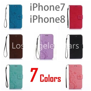 iphone8 iphone7 case notebook type leather leather notebook Impact-proof super-discount popular free shipping pretty peace pattern card storage with strap . cover iPhone 8 7