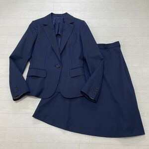 THE SUIT COMPANY スーツカンパニー レディース スカートスーツ リクルート ビジネス ウール毛混 ネイビー ストライプ サイズ36 美品