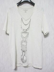 ラルフローレン デニム&サプライ Tシャツ 半袖 Vネック プリント メンズ M オフホワイト系　 irmri yg3736