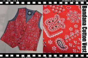 Mサイズ　Bandana Cotton Vest バンダナコットンベストレッド新品