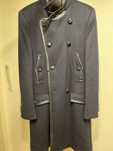  Dolce & Gabbana pea coat navy black label leather trimming 