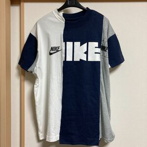 【極美品】sacai×NIKE サカイ×ナイキ Tシャツ ネイビー×ホワイト×グレー Lサイズ ゴツナイキ 風車