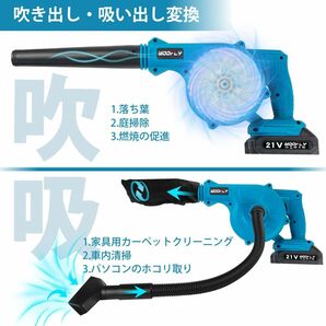 【2台セット】充電式 セット21V 2000mAh バッテリー2個付充電式 集じん機能 吹き飛ばしと集塵1台2役 日本語取扱