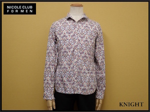 NICOLE CLUB FOR MEN 花柄シャツ・46△ニコルクラブフォーメン/ワイヤー襟//23*4*2-2