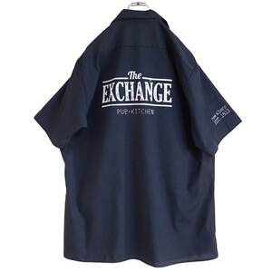 4508/良好 Dickies 半袖 ワークシャツ L●ネコポス可●プリント The EXCHANGE ディッキーズ 古着