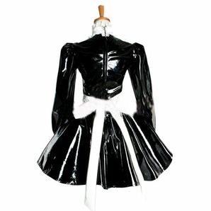 8カラーの中から選べる メイド服 長袖 ゴシック ミニドレス 女性 ロリータ レース エプロン ドレス PVC コスプレ 衣装 コスチューム：po68の画像9