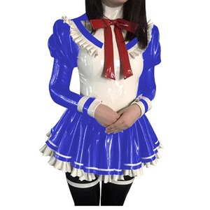 8 color. middle from is possible to choose costume play clothes costume Mini dress sexy fake la Tec s French meido frill PVC uniform S-7XL:po72