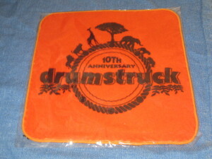 未開封 長期保管品 10TH ANNIVERSARY ドラムストラックdrumstruck オレンジミニタオル 縦・横約20.5㎝