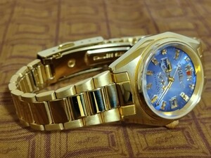 【送料無料】ORIENT/オリエント 腕時計 AUTOMATIC/オートマティック/機械式自動巻き 3針 カットガラス ゴールド