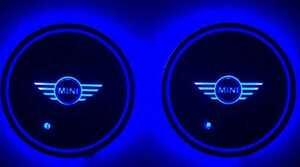 ★新品★BMW MINI ミニ ロゴ 車載 装飾コースター LEDドリンク ホルダー LEDコースター 2枚セット（色を自由に変える） 