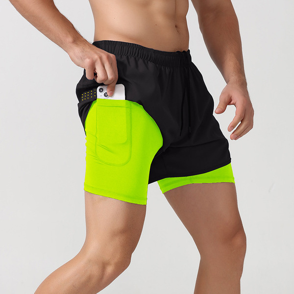 緑色　XLサイズ　大特価　メンズトレーニング 吸汗速乾 インナー付き　ランニング　ショートパンツ　スポーツ　運動　アウトドア