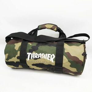 401038 THRASHER ロール ボストン バッグ カモフラージュ 迷彩 柄 ドラム ダッフル シューズ収納 大型 スラッシャー スケボー▲