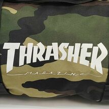 401038 THRASHER ロール ボストン バッグ カモフラージュ 迷彩 柄 ドラム ダッフル シューズ収納 大型 スラッシャー スケボー▲_画像5