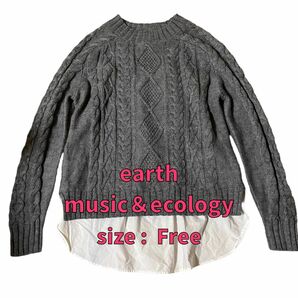 シーズン OFF価格！earth ニット切り替えセーター・size Free