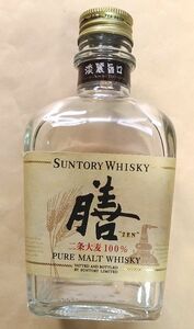 【空き瓶】サントリー ウイスキー 膳 ミニボトル 180ml １瓶 試供品 ミニチュアボトル SUNTORY WHISKY ZEN 空きボトル 空ビン 空瓶