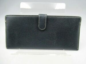 ^^ Kitamura KITAMURA leather Smart form long wallet dark navy series navy blue secondhand goods USED leather ^^