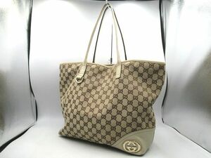 ☆GUCCI グッチ 肩掛け トートバッグ 169945 GGキャンバス×レザー ベージュ系 中古 レディースバッグ☆