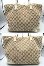 ☆GUCCI グッチ 肩掛け トートバッグ 169945 GGキャンバス×レザー ベージュ系 中古 レディースバッグ☆_画像2