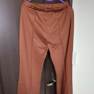  tag attaching commodity Azul by moussy azur bai Moussy VENUS PANTS polyester Brown plain waist rubber specification 