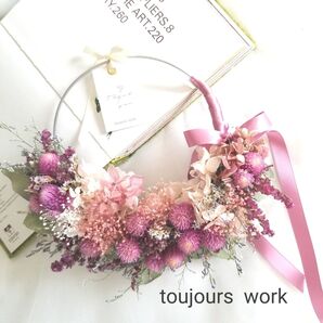 ◇母の日ギフト◇母の日◇ハーフリース◇ナチュラルリース◇ドライフラワーリース