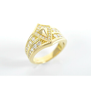 750YG メンズ ダイヤモンド デザイン ジュエリー ピンキーリング 指輪 15.5号 0.75ct 9.5g