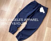 即決★ NAVY・S ★ アローズ BEAUTY & YOUTH LOS ANGELES APPAREL 別注 LOGO SWEAT PANTS ロサンゼルスアパレル スウェット パンツ_画像1