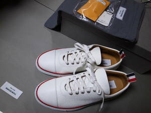 *THOM BROWNE Tom Brown * leather sneakers shoes * white *US7.5 UK6.5 EU40.5