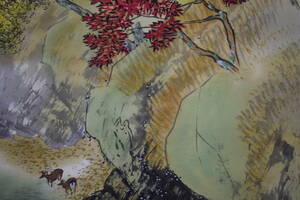 Art hand Auction [Authentische Arbeit] / Osamu Tagami / (Nyu) / Herbsttal-Zwillingshirsch / Paulownia-Doppelbox inklusive / Hotei-ya-Hängerolle HE-645, Malerei, Japanische Malerei, Landschaft, Fugetsu
