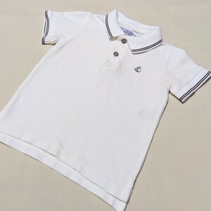 +SR47 PETIT BATEAU プチバトー ベビー 18M 80 男の子 男子 半袖 ポロシャツ カットソー 白 オフホワイト