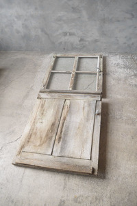 antique France glass × wood door top and bottom set door store furniture 