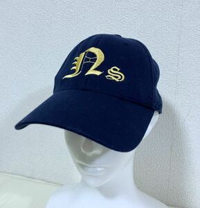【レアデザイン】 US輸入 アスレチックス風 ロゴベースボールキャップ 帽子 アメリカ古着 ワンサイズ ネイビー