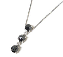 ◎K18WG ブラックダイヤモンド 2.00ct ダイヤモンド 0.15ct ネックレス ホワイトゴールド ローズカット ジュエリー ON5282_画像1