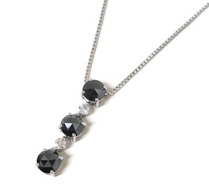 ◎K18WG ブラックダイヤモンド 2.00ct ダイヤモンド 0.15ct ネックレス ホワイトゴールド ローズカット ジュエリー ON5282