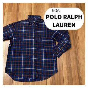 POLO RALPH LAUREN Polo Ralph Lauren long sleeve shirt check pattern embroidery Logo po knee Logo size 140 sphere mc1359