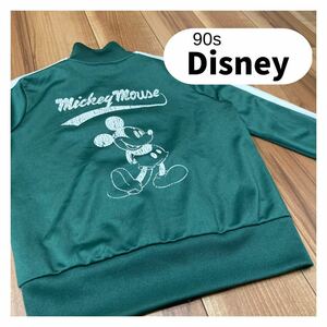 90s Disney ディズニー ミッキーマウス ジャージ トラックジャケット バッグプリント ビッグロゴ キッズ サイズ140相当 玉mc1360