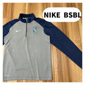 NIKE BSBL Nike Baseball MLB Сиэтл Мали na-z половина Zip тренировочный длинный рукав нашивка вышивка Logo размер S шар mc1365